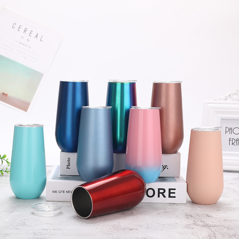 Necessities Champagne Glass Stainless Steel Red Wine Glass Beer Steins 6Oz Vacuum Insulated Wine Glass Egg Shell Cup
