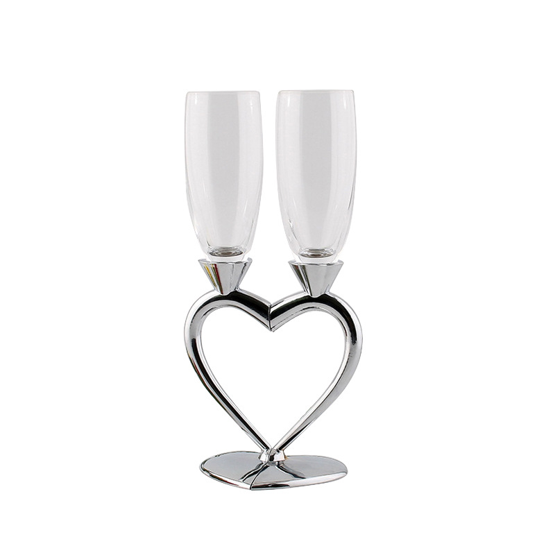 Heart-Shaped Crystal Champagne Set Couple Cups Wedding Favors Pie Couple Cups Crystal Glass Cup Bar Supplies Goblet