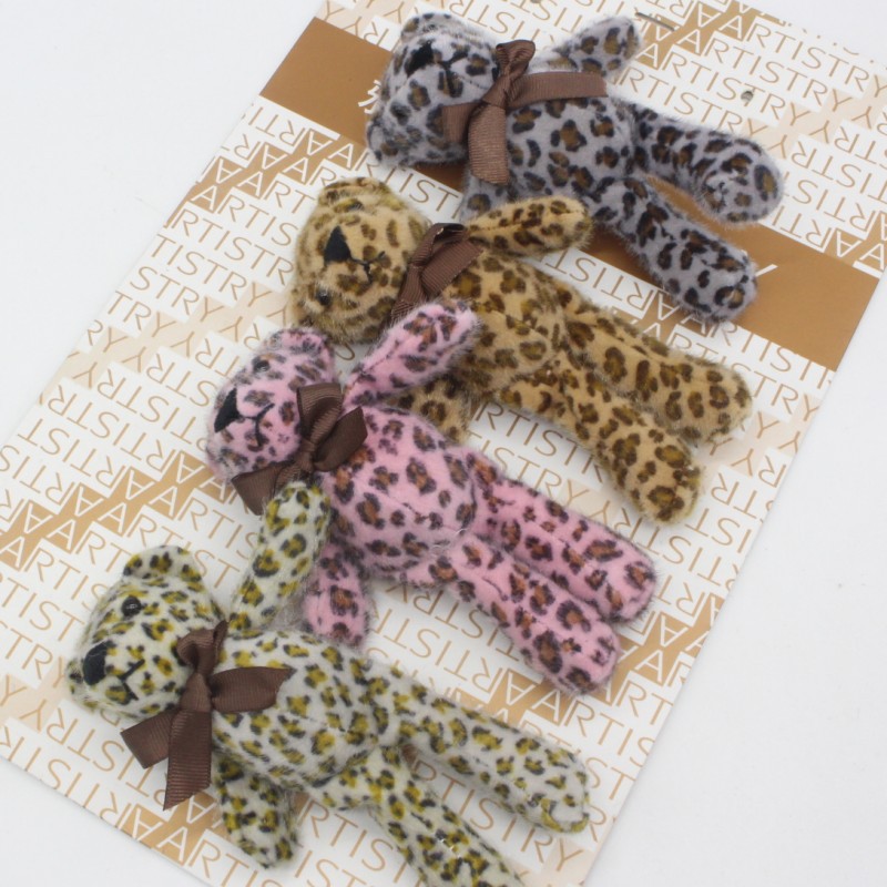Creative Leopard Bow Tie Teddy Bear Doll DIY Keychain Handbag Pendant Wedding Promotion Gift Plush Toy