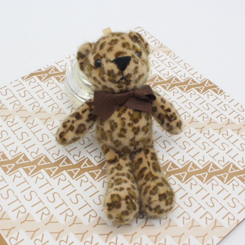 Creative Leopard Bow Tie Teddy Bear Doll DIY Keychain Handbag Pendant Wedding Promotion Gift Plush Toy
