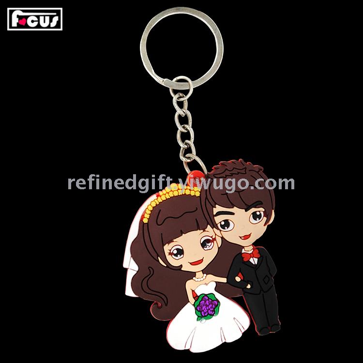 PVC Hot Silicone Environmental Protection Double-Sided Wedding Celebration Gift Keychain Soft Glue Epoxy Keychain Factory