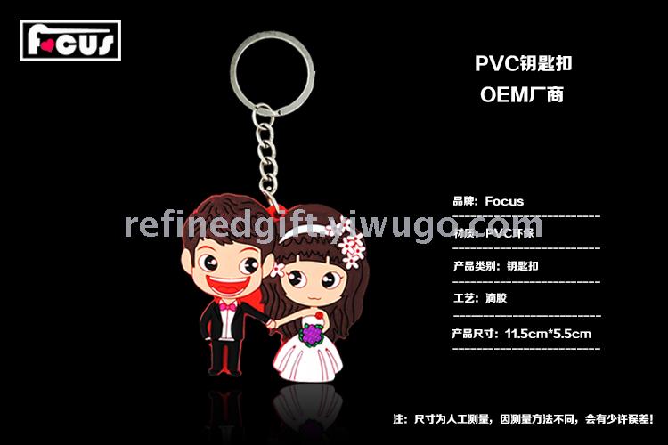 PVC Hot Silicone Environmental Protection Double-Sided Wedding Celebration Gift Keychain Soft Glue Epoxy Keychain Factory
