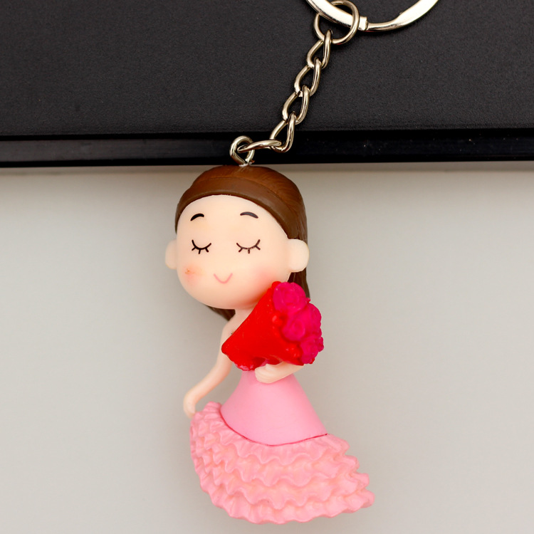 Wedding Keychain  and Bridegroom Wedding Festive Small Jewelry Couple Keychain Wedding Chain Ring Pendant Gift