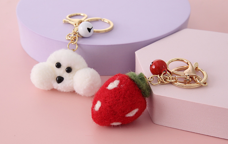 Wedding Keychain Teddy Automobile Hanging Ornament Ornament Key Chain Rabbit Wool Felt Creative Gift