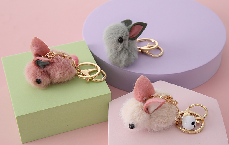 Wedding Keychain Teddy Automobile Hanging Ornament Ornament Key Chain Rabbit Wool Felt Creative Gift