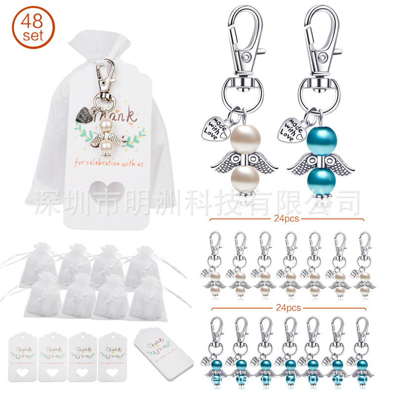 Creative Guardian Angel Wings Keychain Baby Baptism Party Supplies Wedding Birthday Gifts Metal Keychains