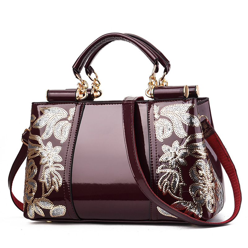 2021 European and American Patent Leather Shiny Women&#039;s Bag Bride Wedding Elegant Handbag Large Capacity wedding Bag