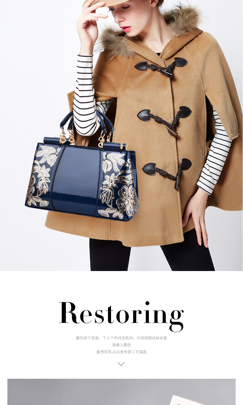 2021 European and American Patent Leather Shiny Women's Bag Bride Wedding Elegant Handbag Large Capacity wedding Bag
