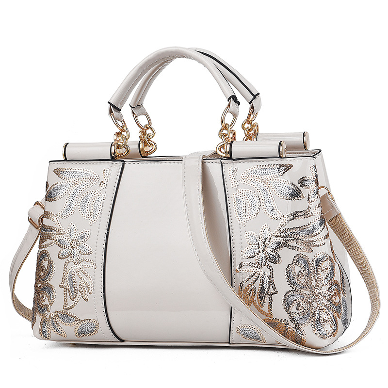2021 European and American Patent Leather Shiny Women&#039;s Bag Bride Wedding Elegant Handbag Large Capacity wedding Bag