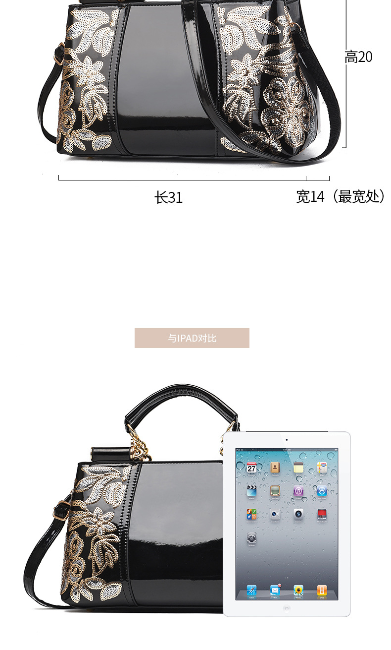 2021 European and American Patent Leather Shiny Women's Bag Bride Wedding Elegant Handbag Large Capacity wedding Bag