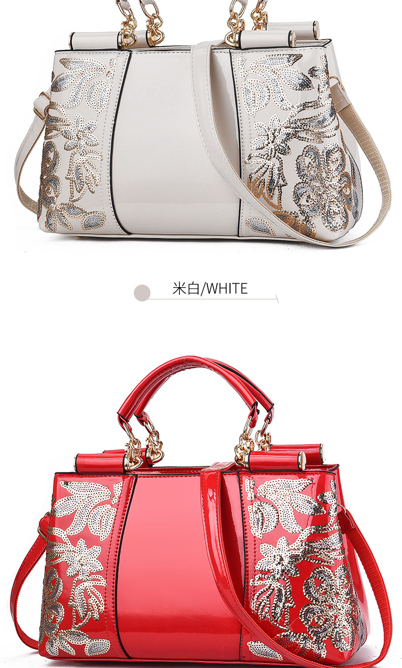 2021 European and American Patent Leather Shiny Women's Bag Bride Wedding Elegant Handbag Large Capacity wedding Bag