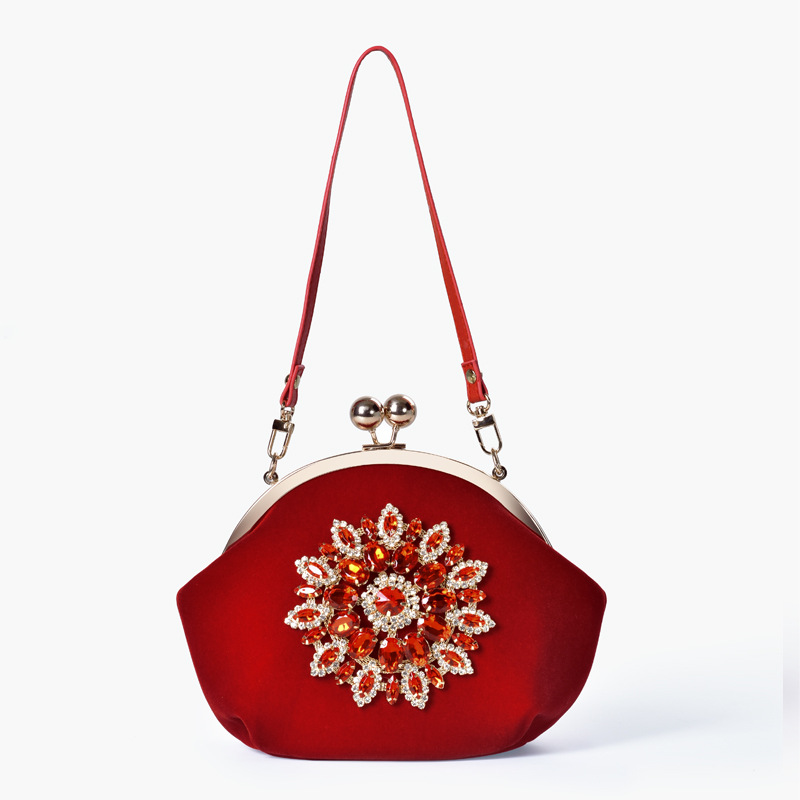 Women&#039;s Bag Red Bridal Bag Wedding Flower Dinner Bag Internet-Famous wedding Bag