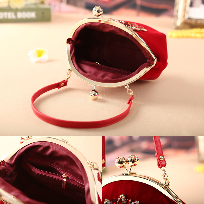 Women&#039;s Bag Red Bridal Bag Wedding Flower Dinner Bag Internet-Famous wedding Bag