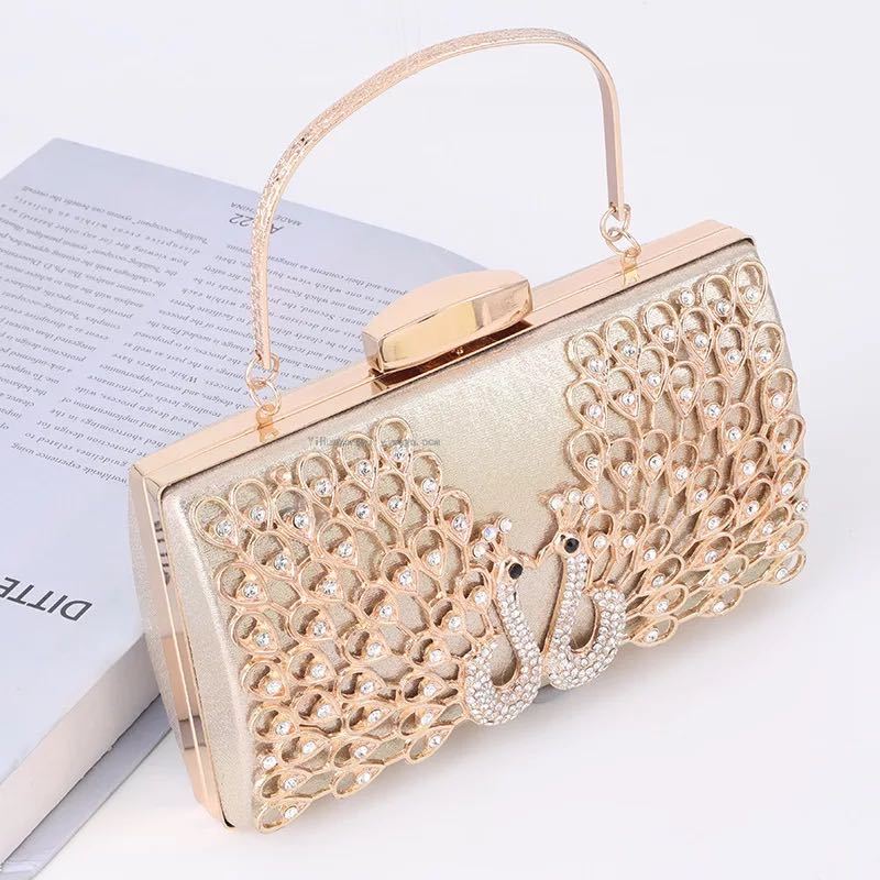 Popular Peacock Spot Drill Bridal Wedding Bag Dinner Dress Handbag