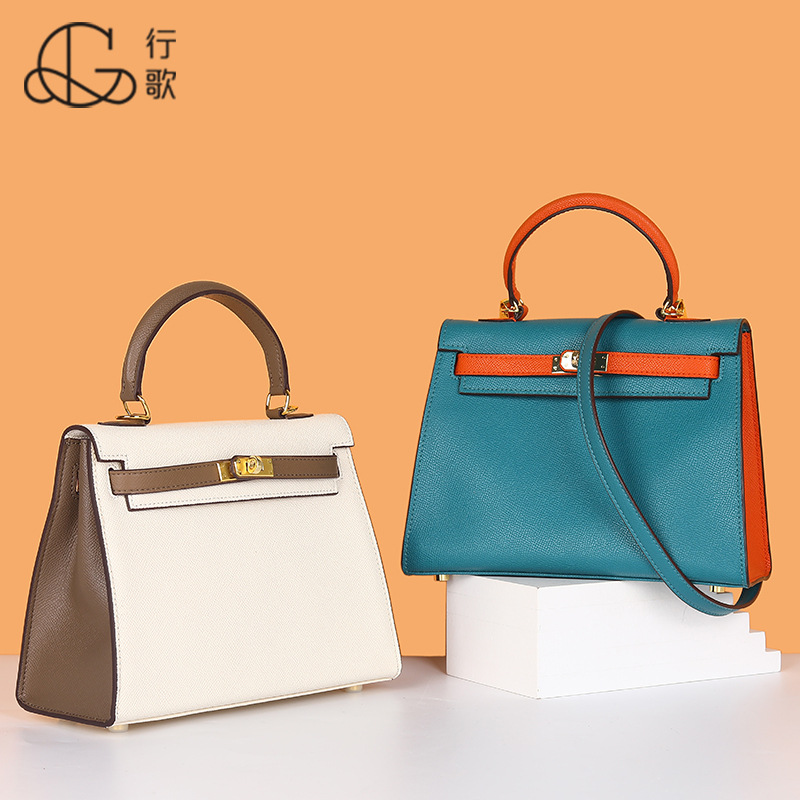 wedding Bag  2021 New Kelly Bag Milky White Bag Portable Wedding Bride Birkin Bag Contrast Color Crossbody Women&#039;s Bag