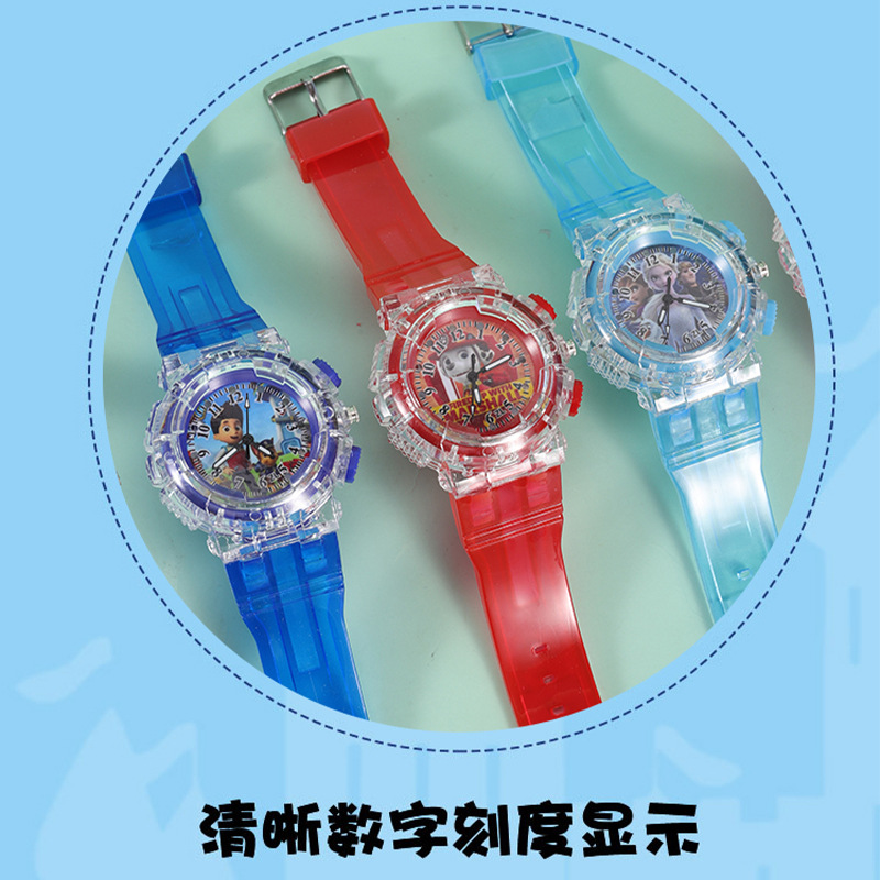 Factory in Stock Ice Princess Colorful Light Watch Fashion Creative Children&#039;s Watch Ultraman Luminous Watch