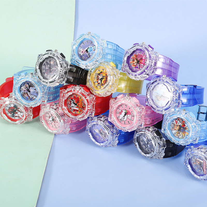 Factory in Stock Ice Princess Colorful Light Watch Fashion Creative Children&#039;s Watch Ultraman Luminous Watch