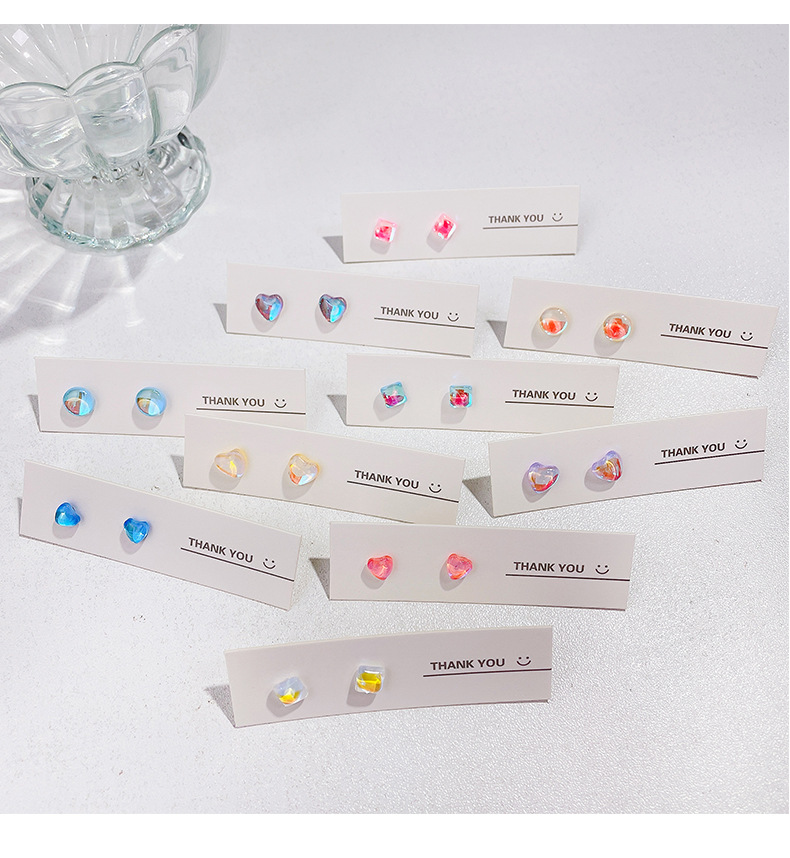 Japanese Resin Silver Needle Colorful Ice Cube Women's Single Pair Earrings Simple Colorful Ins Style Sweet Aurora Combination Earrings Japanese Resin Silver Needle Colorful Ice Cube Women's Single Pair Earrings Simple Colorful Ins Style Sweet Aurora Combination Earrings
