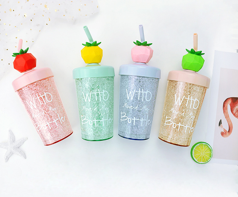 Aikesi Colorful Fruit Ice Cup Creative Rotational Straw Drink Cup Student Summer Cool Gel Plastic Cup Aikesi Colorful Fruit Ice Cup Creative Rotational Straw Drink Cup Student Summer Cool Gel Plastic Cup