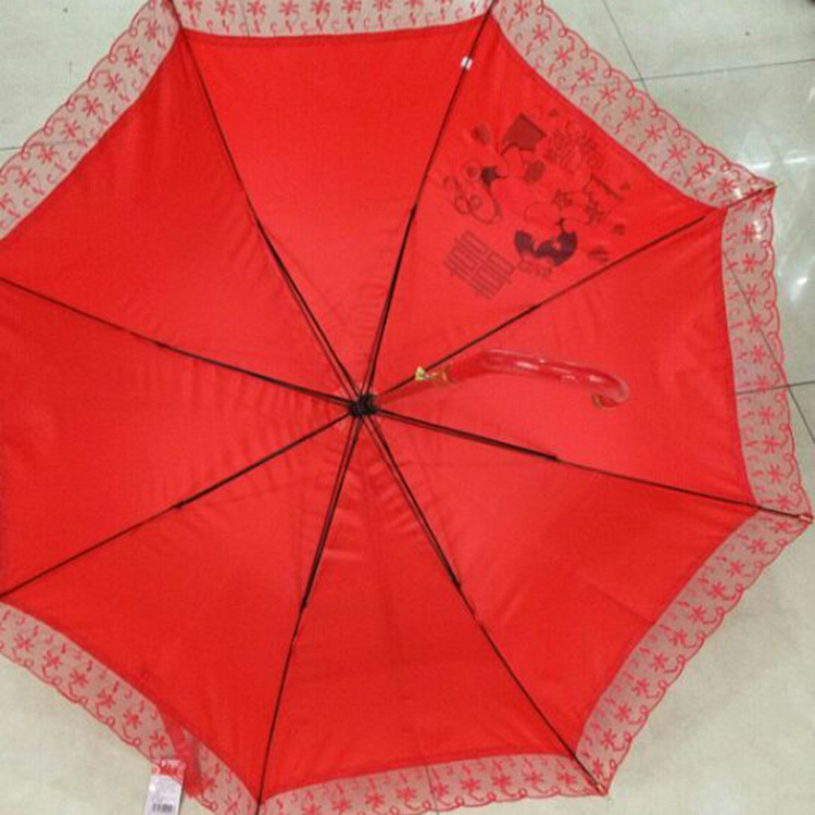 Creative lace bridal umbrella wedding supplies big red bride married side long handle red umbrella wholesale Creative lace bridal umbrella wedding supplies big red bride married side long handle red umbrella wholesale