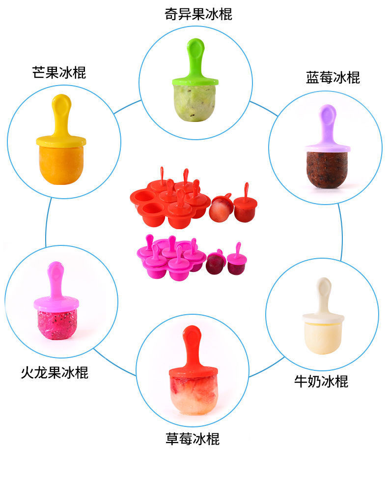 7 Holes Silicone Popsicle Mold Colorful Ice Sucker Supplementary Food Box Homemade Popsicle DIY Ice Cream Ice Tray 7 Holes Silicone Popsicle Mold Colorful Ice Sucker Supplementary Food Box Homemade Popsicle DIY Ice Cream Ice Tray