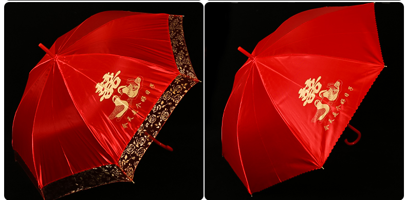 Wedding Dowry Chinese Embroidery Creative Wedding Festive Red Lace Wedding Long Handle Umbrella Bridal Wedding Supplies Wedding Dowry Chinese Embroidery Creative Wedding Festive Red Lace Wedding Long Handle Umbrella Bridal Wedding Supplies