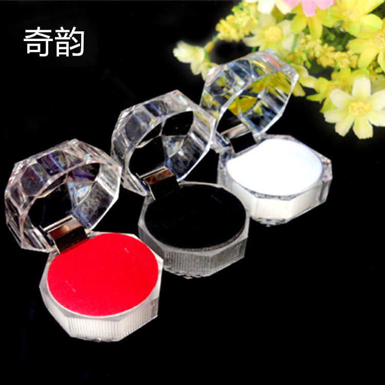 Qiyun transparent crystal box acrylic small octagonal ring box jewelry box manufacturers wholesale