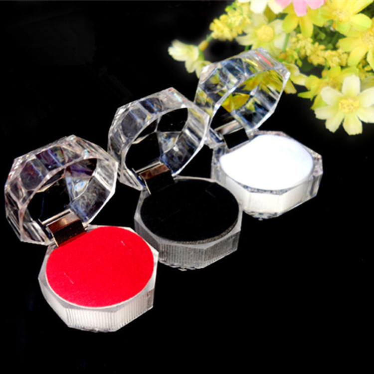 Qiyun transparent crystal box acrylic small octagonal ring box jewelry box manufacturers wholesale