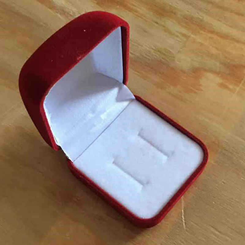 Wedding gift box Red ring jewelry box Couple pair ring box Suede box