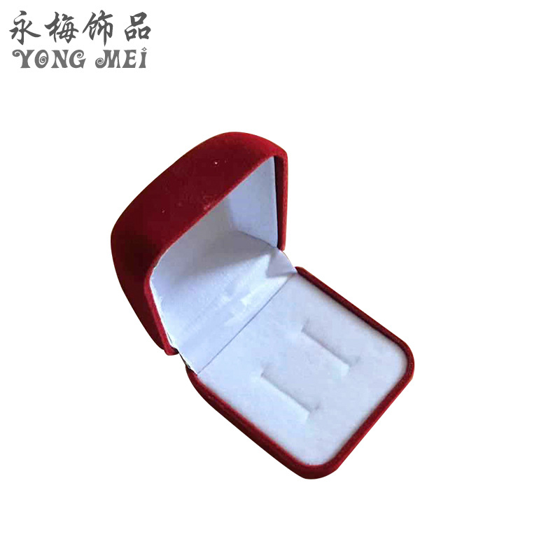 Wedding gift box Red ring jewelry box Couple pair ring box Suede box