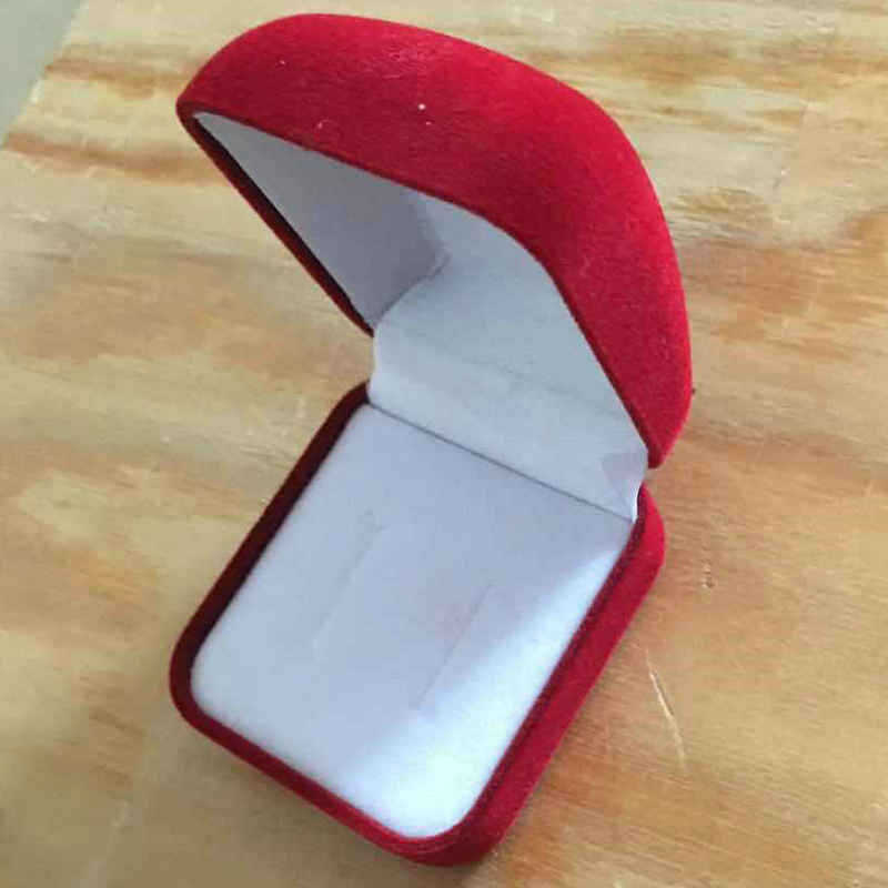 Wedding gift box Red ring jewelry box Couple pair ring box Suede box