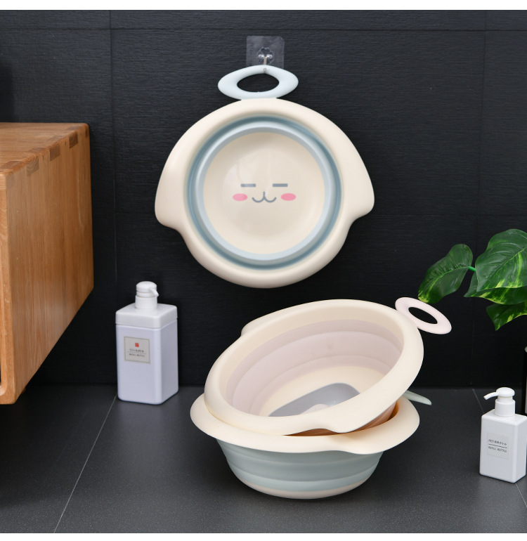Children's Cartoon Smile Folding Basin Portable Travel Plastic Basin Easy to Carry and Not Easy to Deform Washbasin Children's Cartoon Smile Folding Basin Portable Travel Plastic Basin Easy to Carry and Not Easy to Deform Washbasin
