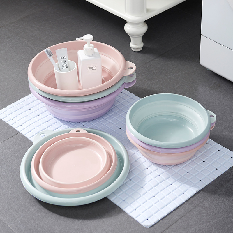 Portable Folding Large Size Washbasin Household Plastic Laundry Basin Travel Thickened Small Size Clothes Cleaning Basin Plastic Basin