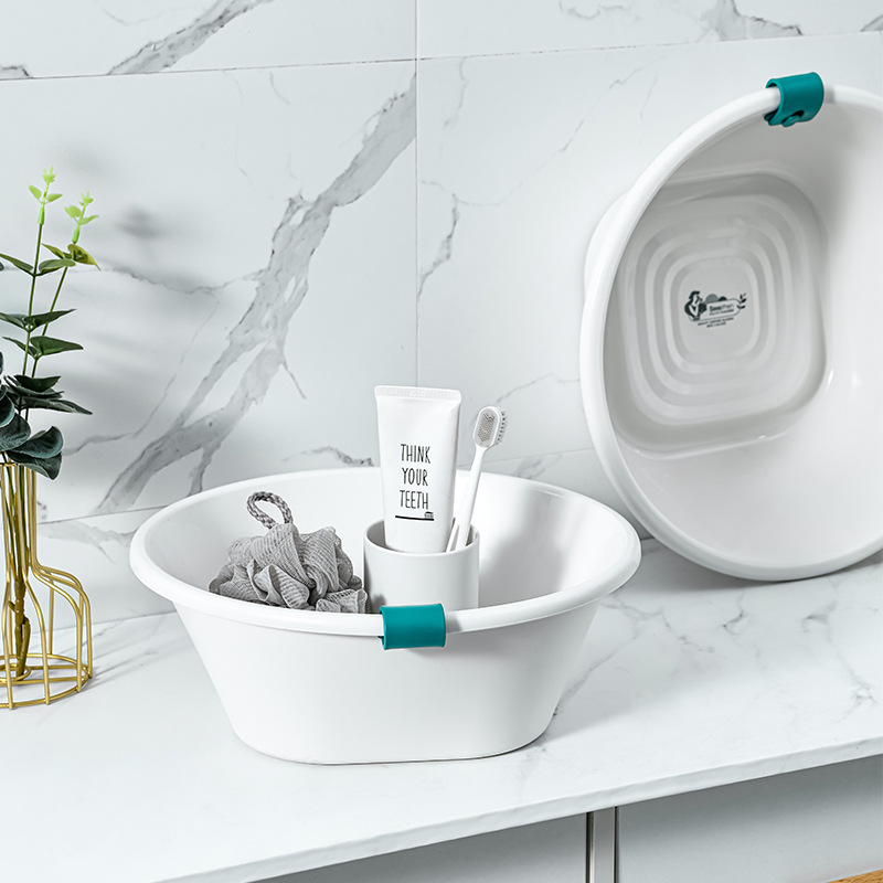 Factory Direct Sales Home Creative Simple Washbasin Extra Thick Band Ear Wall Hanging Washbasin for Student Dormitory Plastic Basin