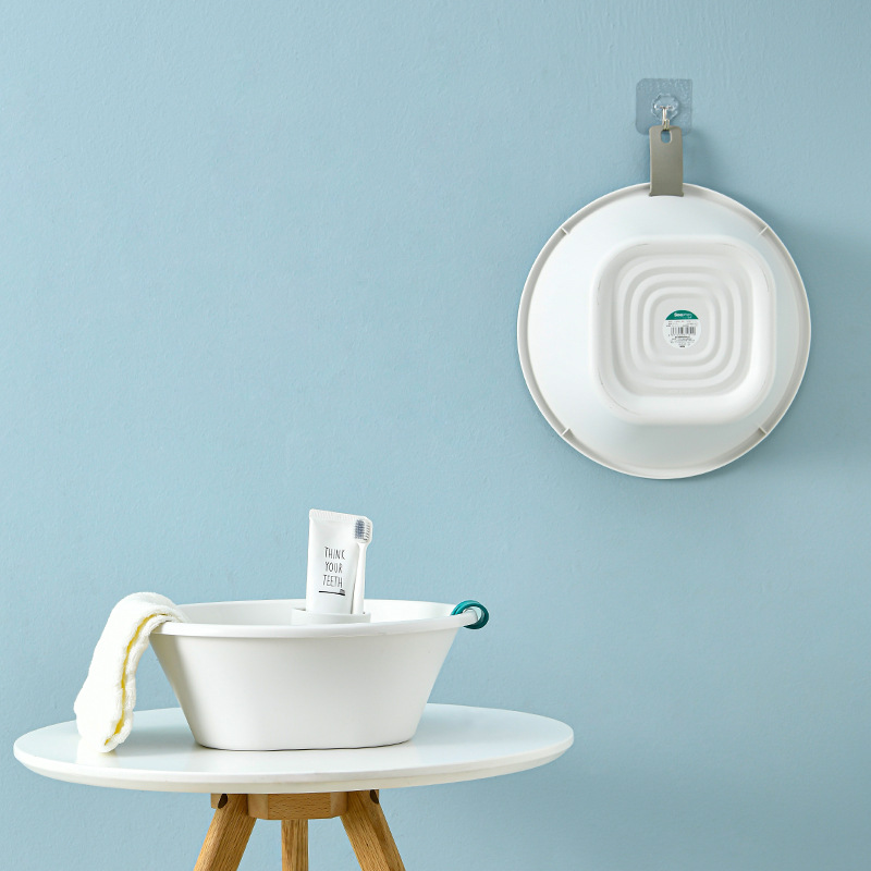 Factory Direct Sales Home Creative Simple Washbasin Extra Thick Band Ear Wall Hanging Washbasin for Student Dormitory Plastic Basin
