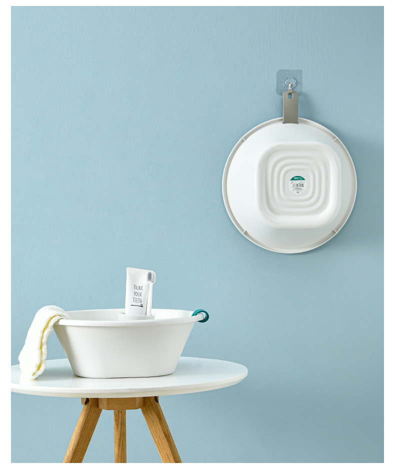 Factory Direct Sales Home Creative Simple Washbasin Extra Thick Band Ear Wall Hanging Washbasin for Student Dormitory Plastic Basin