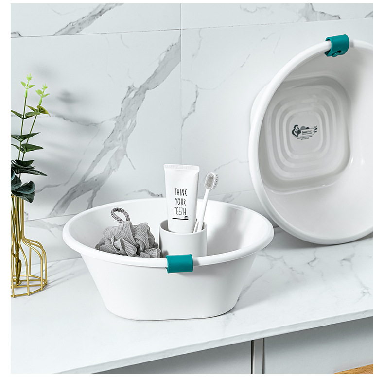 Factory Direct Sales Home Creative Simple Washbasin Extra Thick Band Ear Wall Hanging Washbasin for Student Dormitory Plastic Basin