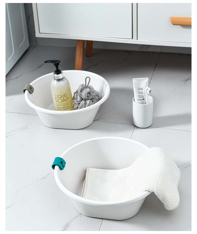 Factory Direct Sales Home Creative Simple Washbasin Extra Thick Band Ear Wall Hanging Washbasin for Student Dormitory Plastic Basin