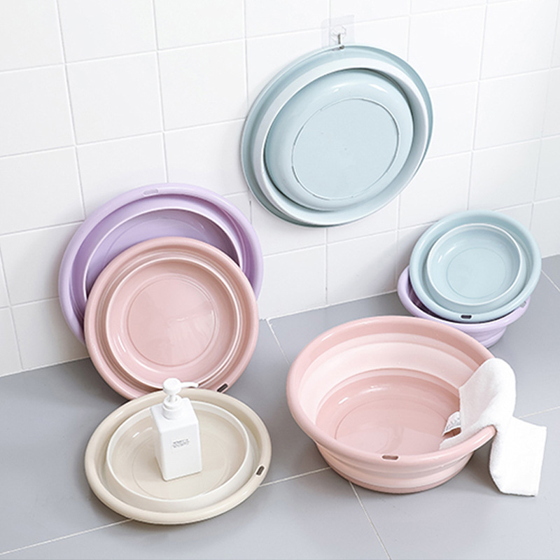 Folding washbasin Outdoor portable plastic basin thickened and raised Washbasin hanging for storage folding washbasin
