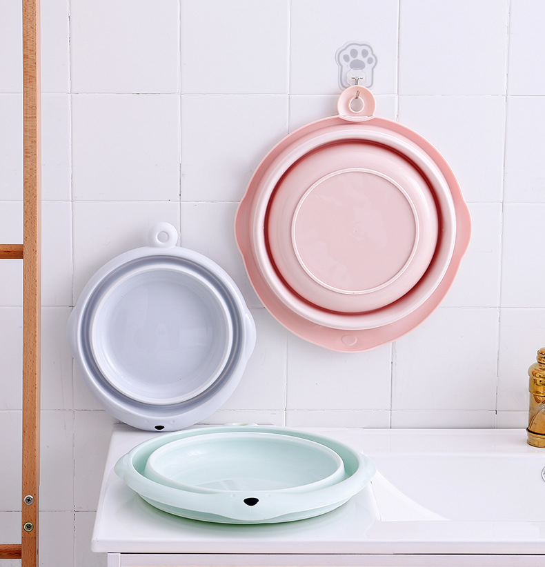 Wholesale Children's Folding Basin Plastic Basin Hanging Baby Washbasin Daily Necessities