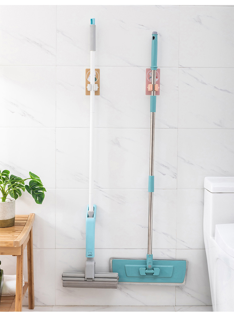 Non-punch Mop hook bathroom Mop Rack Cartoon wall-mounted broom to receive sticky hooks powerful self-adhesive clip Non-punch Mop hook bathroom Mop Rack Cartoon wall-mounted broom to receive sticky hooks powerful self-adhesive clip