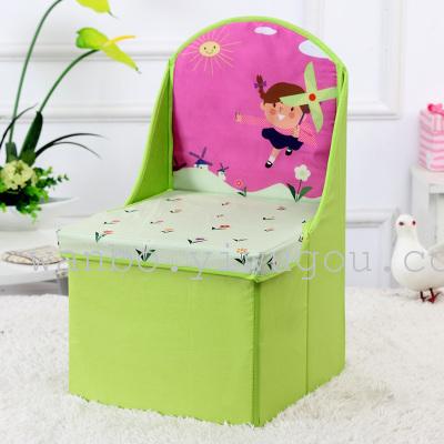 Cartoon children back stool stool chair folding stool baby toy can sit Oxford cloth storage box Cartoon children back stool stool chair folding stool baby toy can sit Oxford cloth storage box