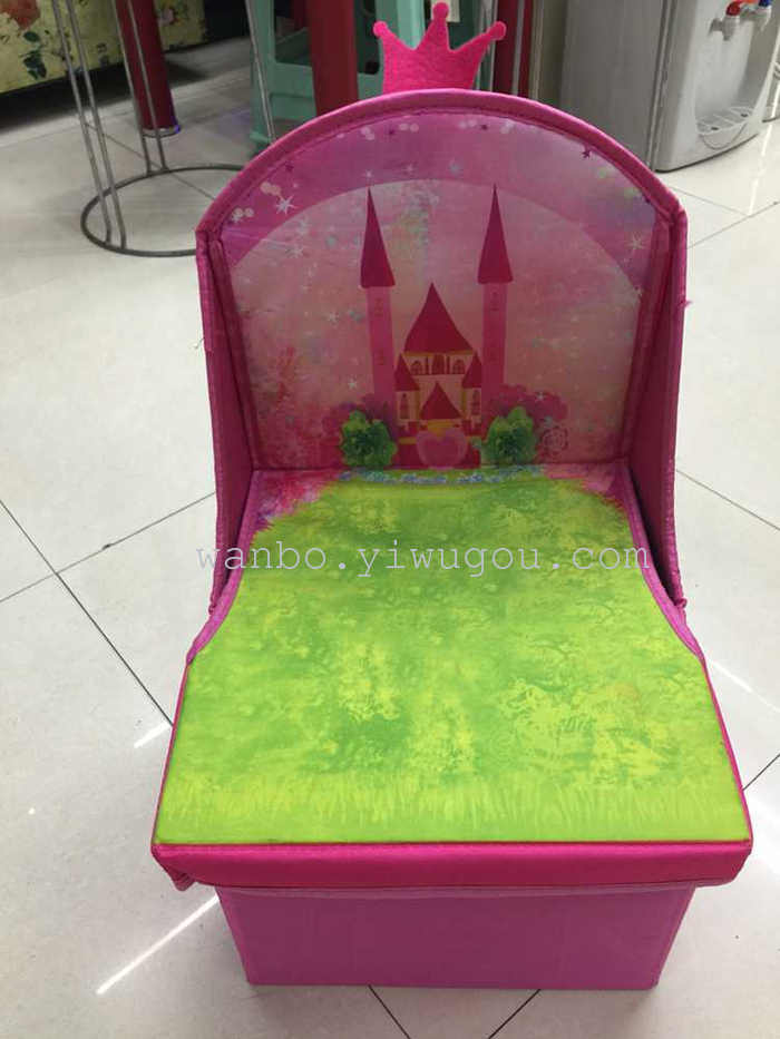 Cartoon children back stool stool chair folding stool baby toy can sit Oxford cloth storage box Cartoon children back stool stool chair folding stool baby toy can sit Oxford cloth storage box