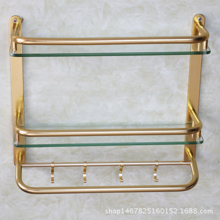 Bath Towel Rack Alumimum Vintage Towel Rack Storage Rack Luxury Gold Glass Bathroom Double-Layer Storage Rack Bath Towel Rack Alumimum Vintage Towel Rack Storage Rack Luxury Gold Glass Bathroom Double-Layer Storage Rack