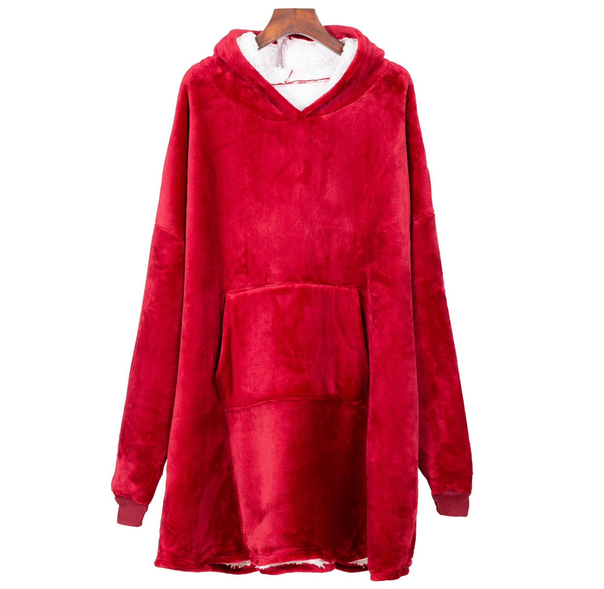 Huggle Hoodie Pullover Fleece Jacket Hooded Outdoor Cold-Proof Warm Lazy Pullover TV Blanket Nightgown for Women