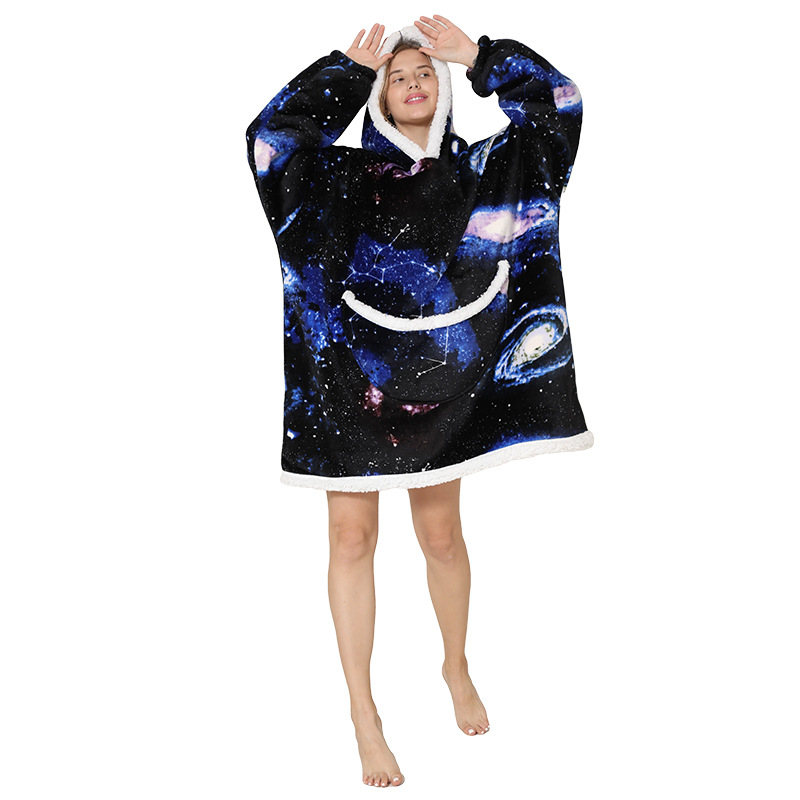 Lazy Blanket Composite Lambswool Pullover Flannel Sweater TV Blanket Hooded Lazy Clothes Outdoor Keep Warm Pajamas