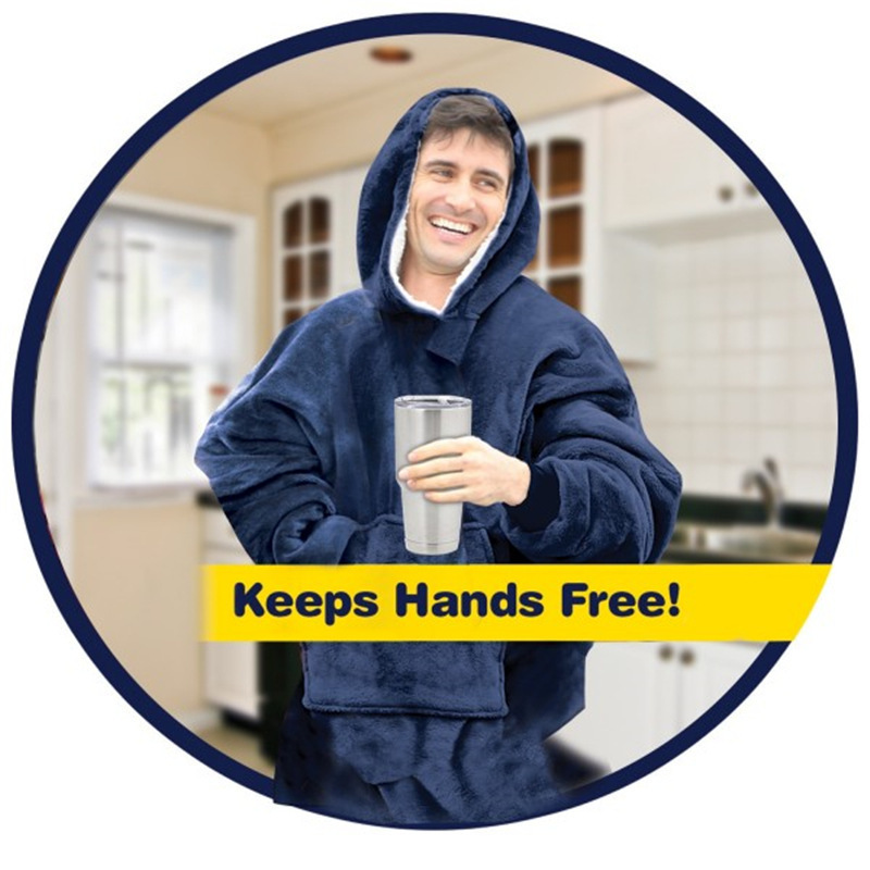 TV Popular Huggle Hoodie Lazy Pullover Fleece Hooded TV Blanket Outdoor Cold-Proof Warm Nightgown