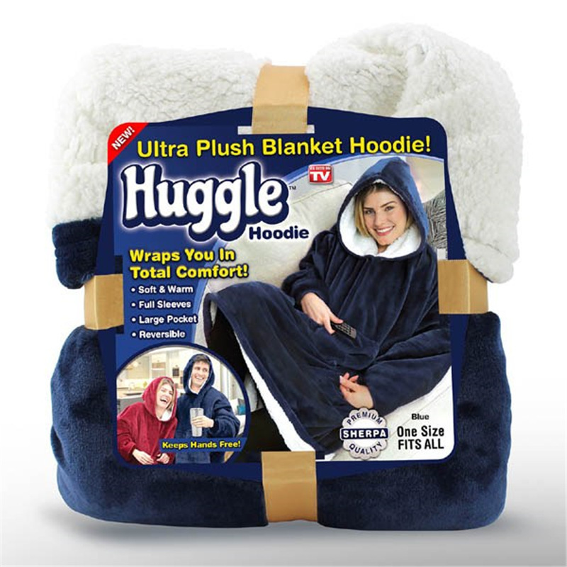 TV Popular Huggle Hoodie Lazy Pullover Fleece Hooded TV Blanket Outdoor Cold-Proof Warm Nightgown