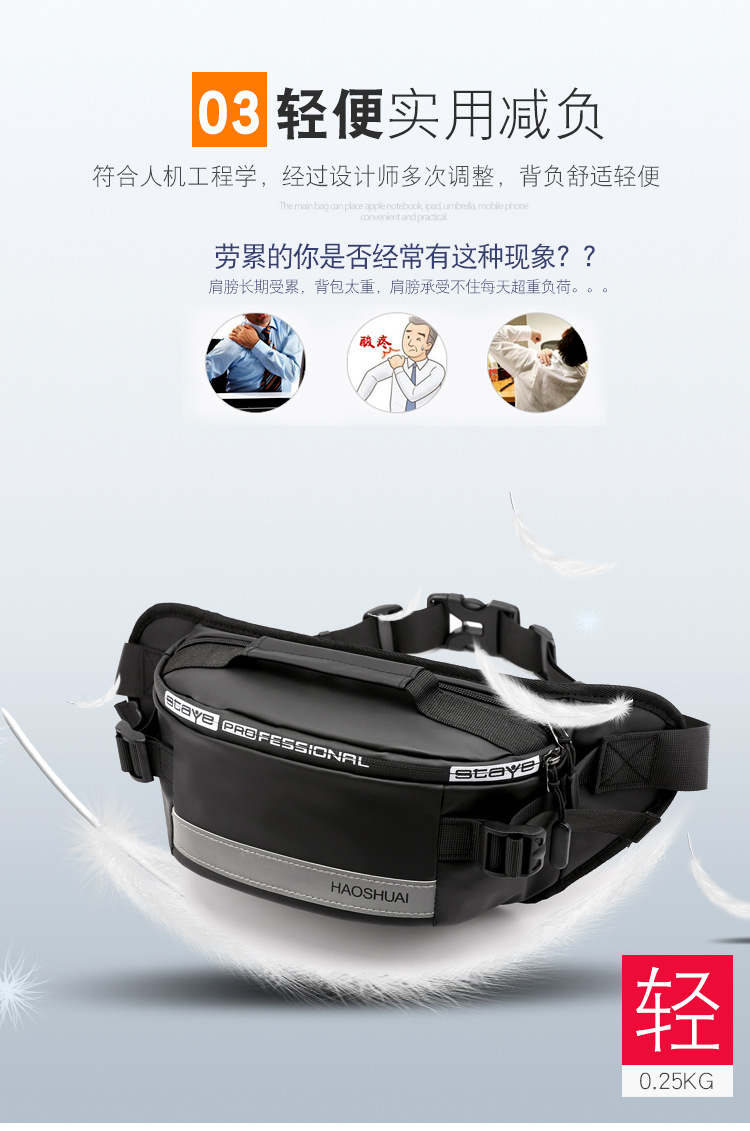 New Fashion Outdoor Pocket Running Close Fit Waist Bag Reflective Stripe Chest Bag AntiTheft Mobile Phone Cashier Bag