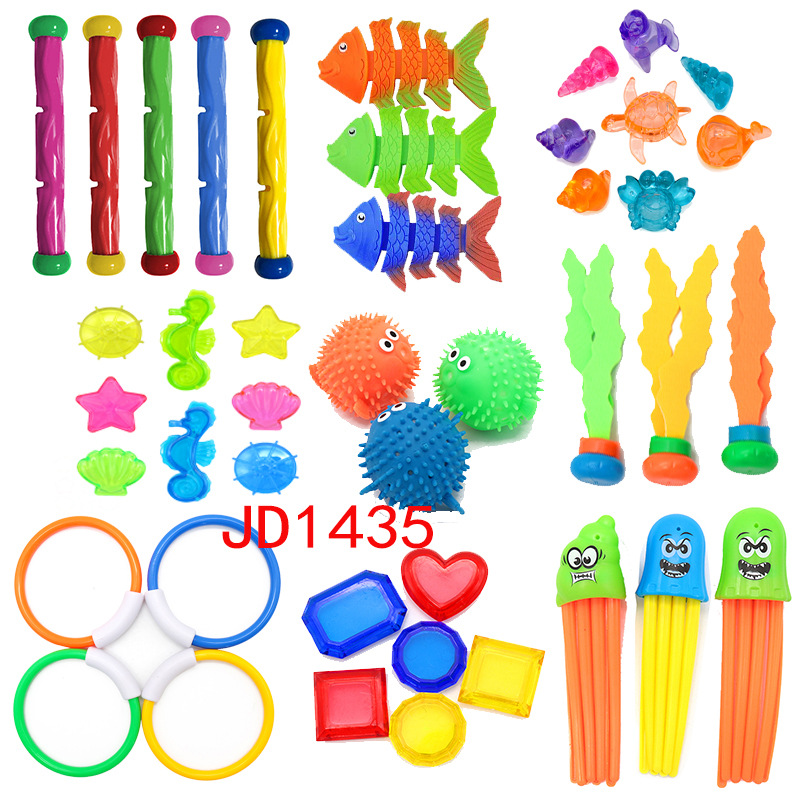 Diving Toys Children&#039;s Swimming Pool Treasure Hunting Diving Torpedo Water Ring Diamond Water Playing Set Toys